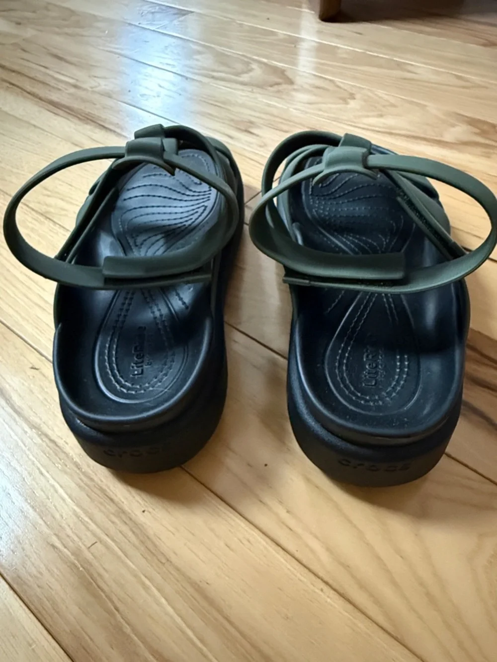 Crocs- Olive Green Strappy Jelly Sandals - Picture 3 of 7